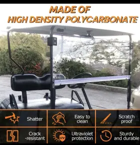 Kuafu 710694632578 For Ezgo Txt Medalist 1994-2013 14 Folding Golf Cart Windshield Clear Windscreen