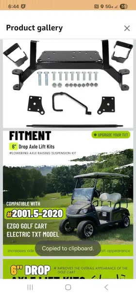 Kuafu 714755989632 6 Inch Drop Axle Lift Kit Steel Black For Ezgo Golf Cart 2001.5-2020 Electric Txt