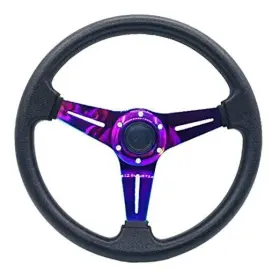 5125d Kuluwei 13.8 Inch Car Racing Steering Wheel Neo Chrome Spokes Flat Drifting Colorful 5125d Kuluwei 13.8 Inch Car Racing Steering Wheel Neo Chrome Spokes Flat Drifting Colorful