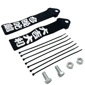 Tow-01 Kuluze 2 Pieces Car Racing Tow Strap High-strength Nylon Towing Rope Universal Black