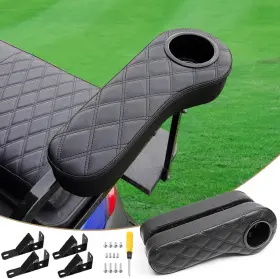 Leapgomax 766559087168 Golf Cart Diamond Armrest With Cup Holder For Rear Seat Upgraded