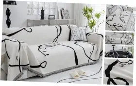 Meihaoruqi001 Lilandiansi Black And White Double-sided Can Cover Chenille Sofa Towel Full 71 91 Inch