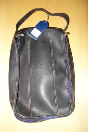 Lk70758-0c0 Links And Kings New Golf Shoe Bag Black Leather Tpc Member-guest Logo Heritage