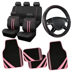 178-pk0zj Lj Fx169 404l5 Car Seat Covers Full Set For Women Girls With Waterproof Black And Pink