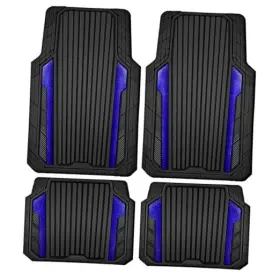 Jd067s-bu2-4p-v5 Lj Heavy Duty Rubber Car Mats Metallic Aluminum Film M S Size Black And Dark Blue