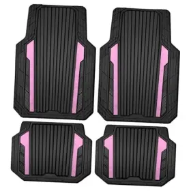 Jd067s-pk0lp-4p-v5 Lj Heavy Duty Rubber Car Mats Metallic Aluminum Film Cute All Black Light Pink