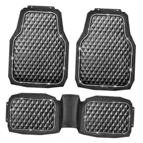 Jd777zs-ab0-3p Lj Bling Diamond Black Rubber Car Mats Heavy Duty Deep Dish All-weather Floor