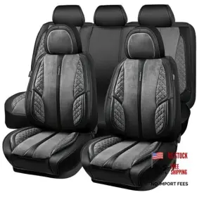 Sj006jp-gy0sw-jpqb5-ba-xgb Lj Suede Leather Seat Covers Soft Protector Durable Cushioned Warm Full Set Gray