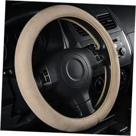 Zt-0076-3be Lj Car Steering Wheel Cover 14.5-15 Inch Faux Suede Universal Memory Foam Beige