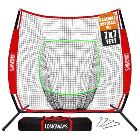 Tr950160 Lomgways 7x7ft/8x8ft Baseball Softball Net With Steel Frame For Batting Hitting Pitc