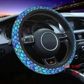 Lonsant-fxptao.24 Lonsant Mermaid Scales Steering Wheel Cover For Women Men Abstract Blue And Purple