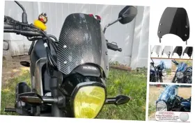Lorababer 710157641611 Motorcycle Windshield Deflector Windscreen Flyscreen Double Carbon Fiber Look