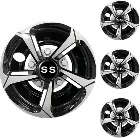 .ltd 445003490497 Golf Cart Wheel Covers For Ezgo Club Car Yamaha - 8 Inch Black/silver Set Of 4