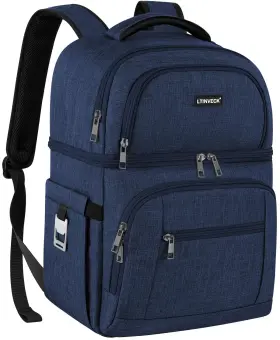 Ltinveck 761325373902 Cooler Backpack Leakproof Double Deck Insulated Bag For Men Women Blue