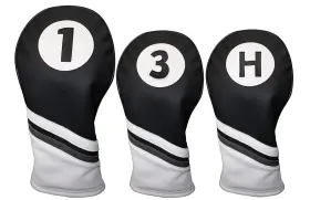 43224-7909 Majek Golf Headcovers Black And White Leather Style 1 3 H Driver Hybrid