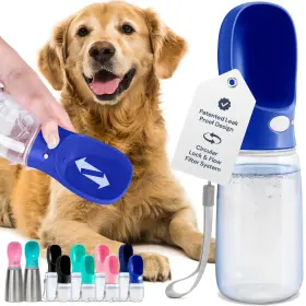 Malsipree 350150120022 Stainless Steel Dog Water Bottle - 19 Oz Navy Blue One-hand Leak