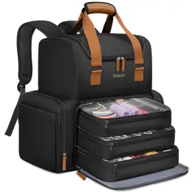 671600blk Mancro Hairstylist Travel Bag 2-layer Cosmetology With 3 Separate Pouche