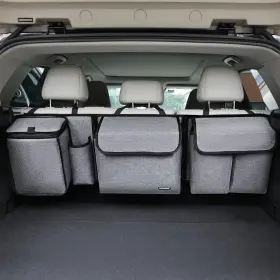 Xm04 Marksign Deluxe Trunk And Backseat Organizer For Compact Mid Size Suv Grey