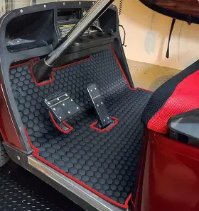 Matericuo 744591864787 Golf Cart Floor Liner Mat Full Coverage Custom Fit For Ezgo Cushman Red