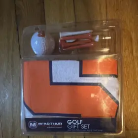 61144916 Mcarthur Golf Gift Set Orange/white Ball Marker Wooden Tees Cotton Towel