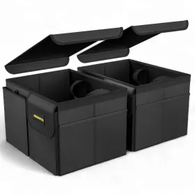Qsp554 Mikkuppa Car Trunk Organizer - 35l Collapsible Small With Lid Black