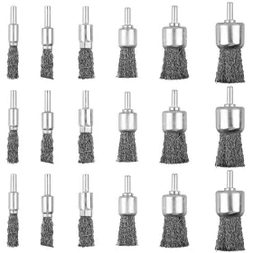 M131-p Mixiflor 18 Pack Wire End Brush Set For Drill 6 Sizes 0.012 Inch Crimped