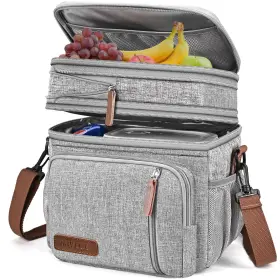 Mi130513 Miycoo Lunch Bag And Box For Women Men Double Deck Leakproof 15l Gray