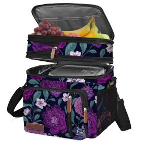 Mi13051779864523 Miycoo Lunch Bag And Box For Women Men Double Deck 15l Purple Flower