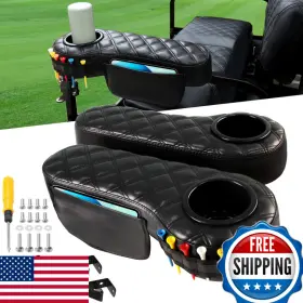 B0d4twvnyd Mosnai No Drilling Golf Cart Armrest Cup Holder Phone Bag For Club Car Ezgo