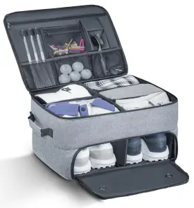 Ee-golf1 Mvleury Golf Trunk Organizer 2 Layer Car With Ventilated Shoe Compartmen