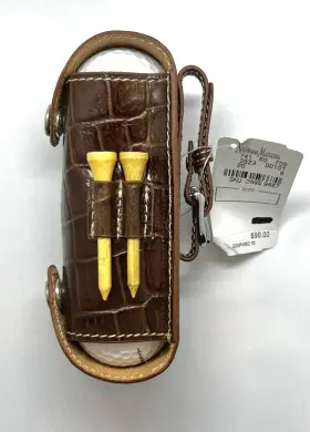 Bb113cd5080 Neiman Marcus Nwt 2-in-1 Golf Balls And Tees Cognac Leather Holder