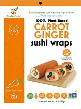 Newgem 814944010113 Carrot Ginger Sushi Wraps 5 Count Vegan 1 Pack / Orange
