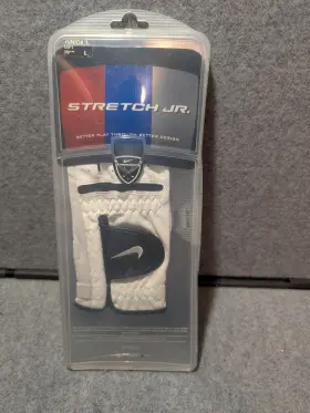 Nike 091207669121 New Stretch Junior Golf Glove Size Large 19cm L Youth Left Hand White Nip