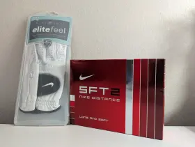 Glove-gg0190 Nike New 1-dozen Sft2 Golf Balls And Mens Reg/left 24cm Ml 100% Leather Glove