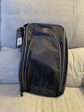 Tg0021 Nike Golf Shoes Bag Black Mesh Zippered Travel Tote Swoosh Handle Vented Caddy