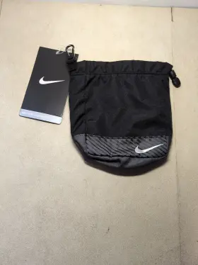 Tgo269 Nike Sport Ll Valuables Pouch-100% Polyester-draw String Closure-blk/gry-new