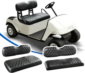 Nks4r10017-blks Nokins 4pcs Golf Cart Diamond Seat Covers Kit Front&rear Fits Ezgo
