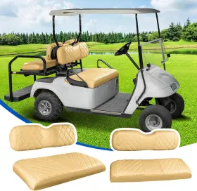 Nks4r10017-tan Nokins 4pcs Golf Cart Diamond Seat Covers Kit Front&rear Fits Ezgo