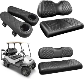 Nks5r10015-blk Nokins Golf Cart Seat Covers For Club Car Precedent Vinyl Front&rear Cover