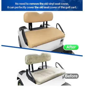 Wgn10017-bf-gm Nokins Leather Front Golf Cart Seat Covers Fit Ezgo Txt 1994-2013/ezgo Rxv In Tan