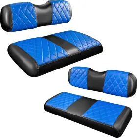 Wgn10017-fr-bbu Nokins 4pcs Golf Cart Diamond Seat Covers Kit Front And Rear Fits Fo