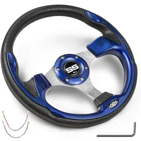 Sw80004bu Norkins Ss Golf Cart Steering Wheel Blue 3 Spokes Fits Hub Adapter With 6 Hole Pattern