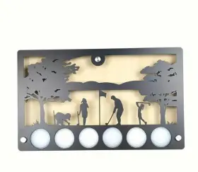 6dfw Novum Creations Golf Ball Display Silhouette Metal And Wood Wall Multiple Players- 6