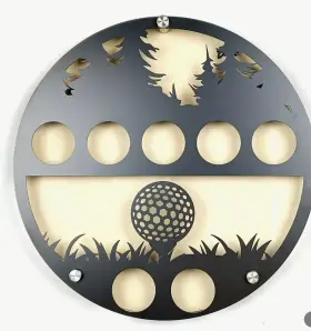 7ags Novum Creations Golf Ball Display Round Silhouette Metal And Wood Wall Tee - 7 Balls 7ags Novum Creations Golf Ball Display Round Silhouette Metal And Wood Wall Tee - 7 Balls