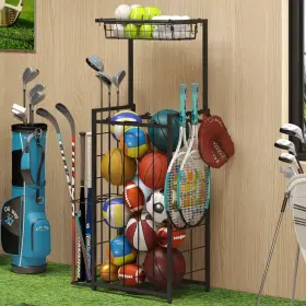 Jyqj01 Nuoyuanshen Sports Equipment Organizer Small Garage Ball Storage Rack With Elastic Strap