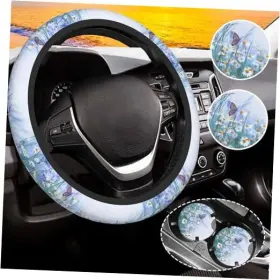 Swc01 Olotcap Car Steering Wheel Cover For Women Men With 2 White Daisy Flowers And Butterfly