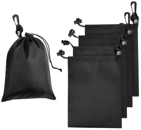 Palterwear 796753991459 Drawstring Bag With Clip 6 X 8 Inch 5-pack Black Nylon Cinch A