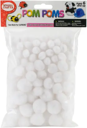 Pm100-1 Pepperell 6 Pack Pom-pom Puffs Assorted 100/pkg-white