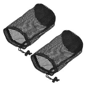 Peroup 601968329594 2pcs 8.7 Inch X5.1 Nylon Mesh Net Bag Golf Ball Storage Drawstring Pouch Black