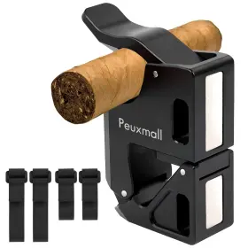 Peux250420 Peuxmall Magnetic Cigar Holder For Golf Cart - Aluminum Alloy Stand Black